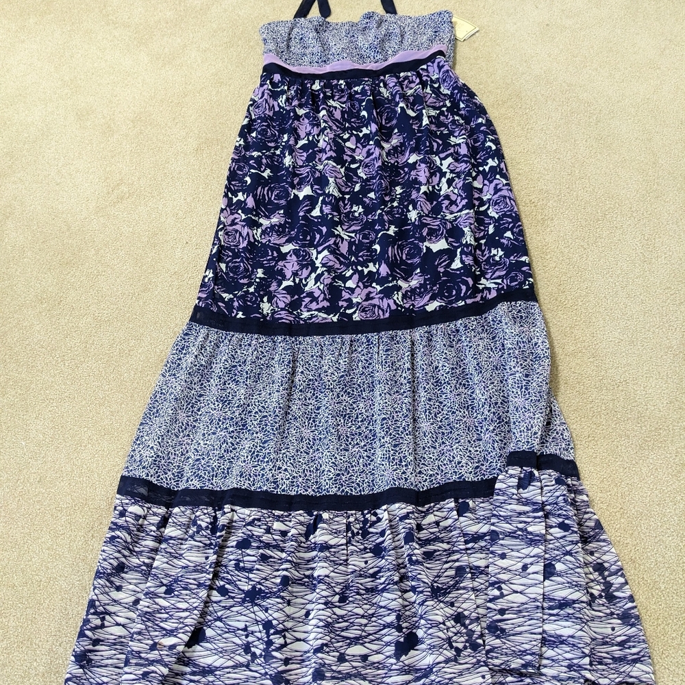 Floral Purple Long Halter Dress